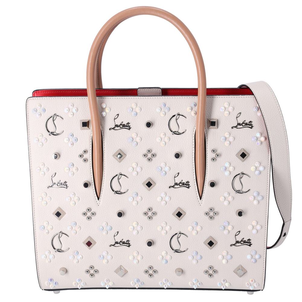 Christian Louboutin Paloma Studded Medium Handbag White Leather - Picture 1 of 8